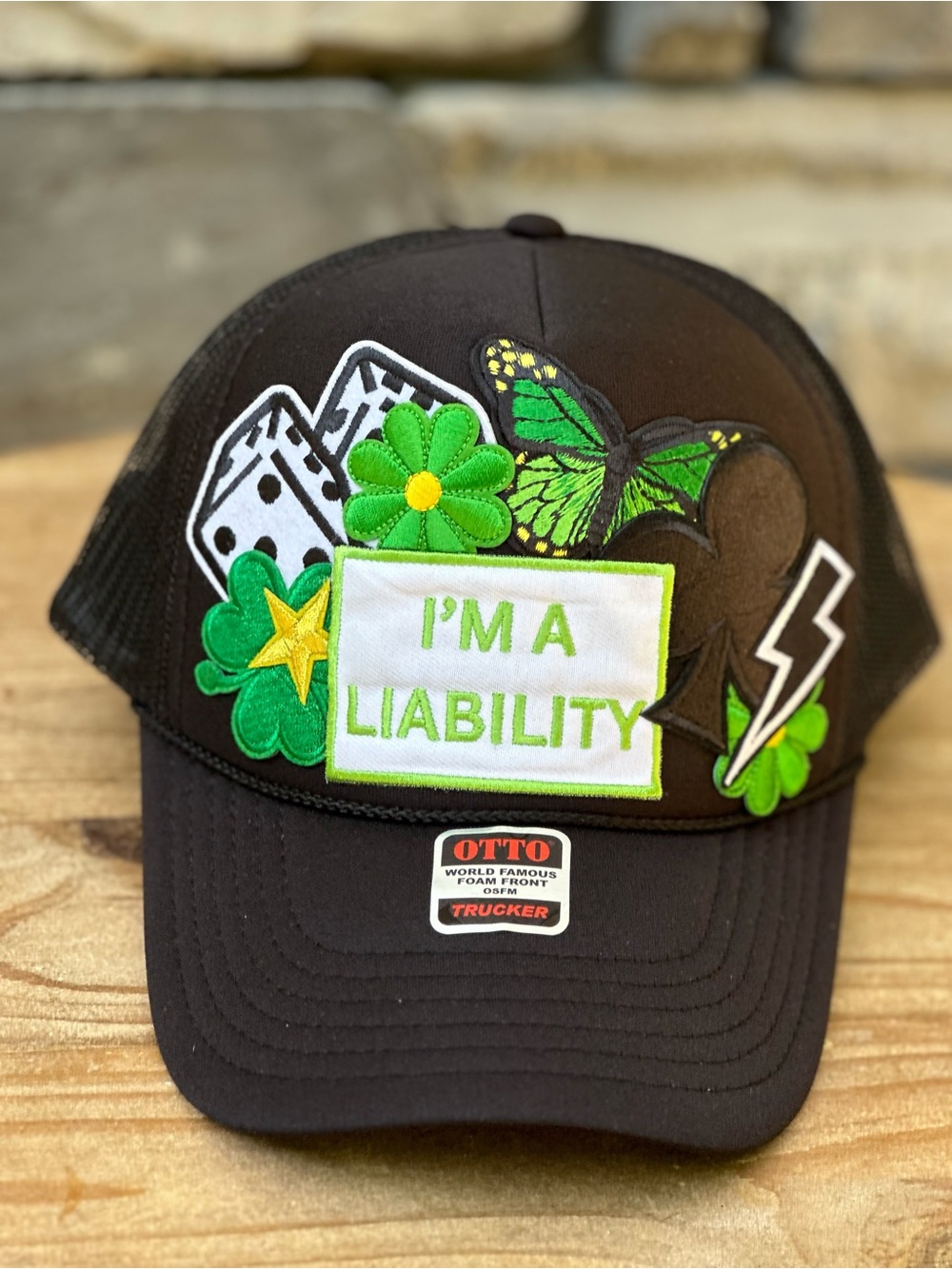 NEW Custom Trucker Hat Black/Green